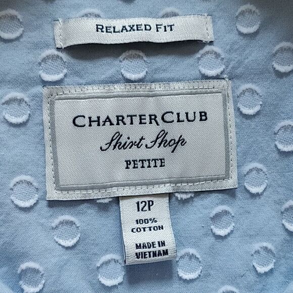 Charter Club relaxed fit Swiss dot shirt 12P - Picture 8 of 9
